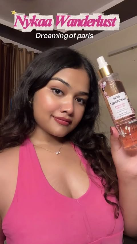 Instagram post by @sharanya.ss for Nykaa Cosmetics. Caption reads: #Ad ✨ Dreaming of Paris with Nykaa Wanderlust Hair....