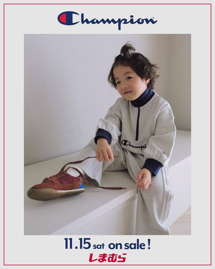 Instagram post by @__mukboy__ for しまむら. Caption reads: 🍃
⁡
しまむら(@grshimamura )× Champion [...].