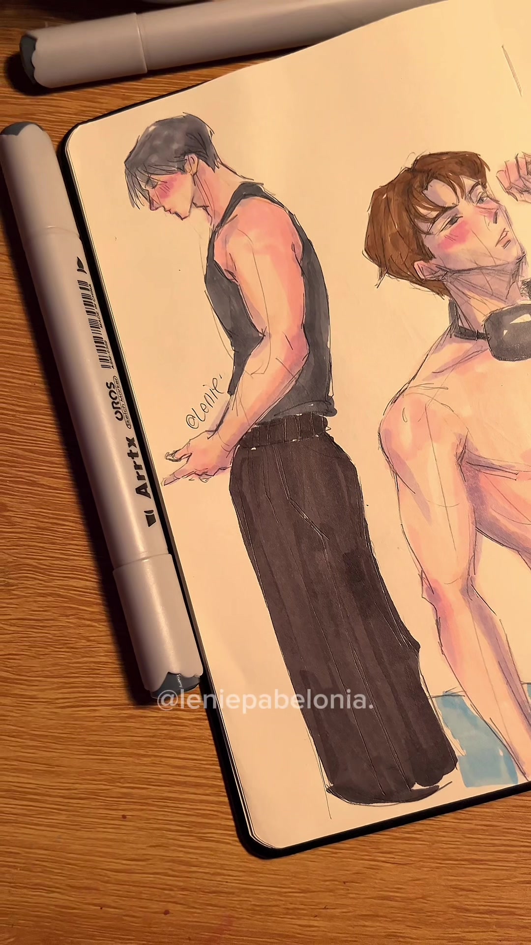 TikTok post by @ln3arts for Arrtx. Caption reads: try these alcohol markers with me from @ARRTX!˚꩜｡....