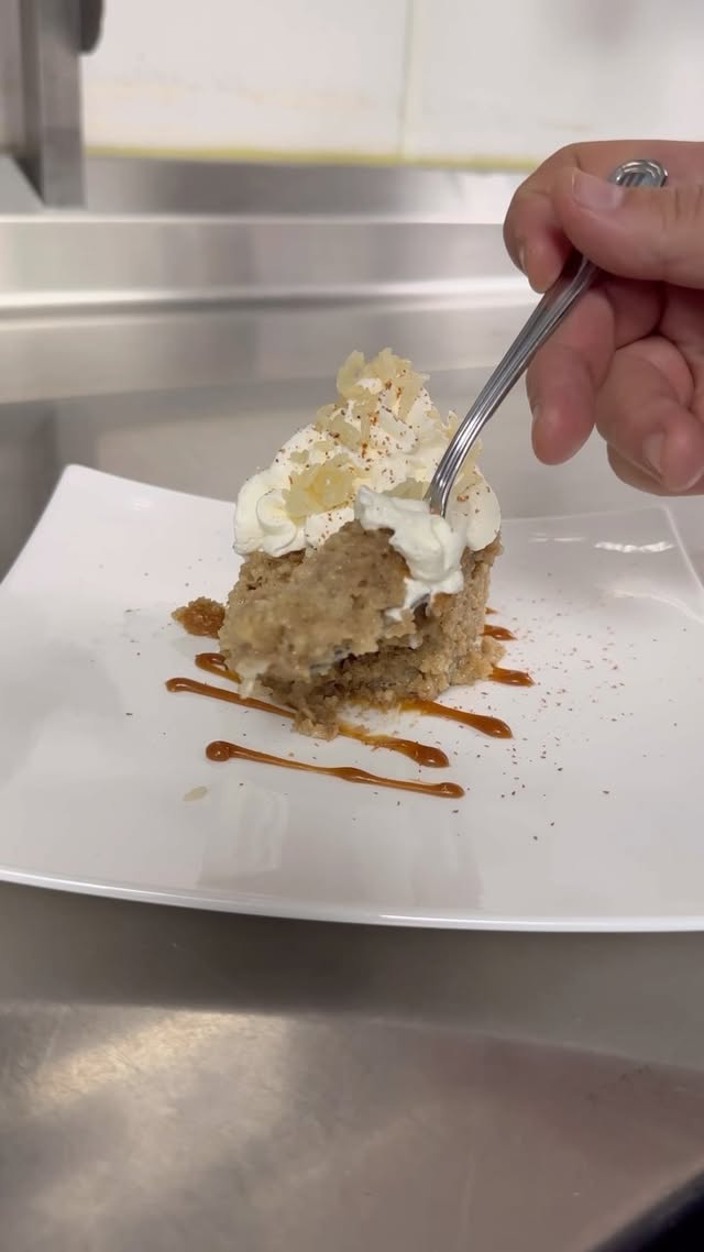 Instagram post by @chefponzio for Foodie Tribe. Caption reads: Join me to make a Horchata Poke Cake with Krusteaz....