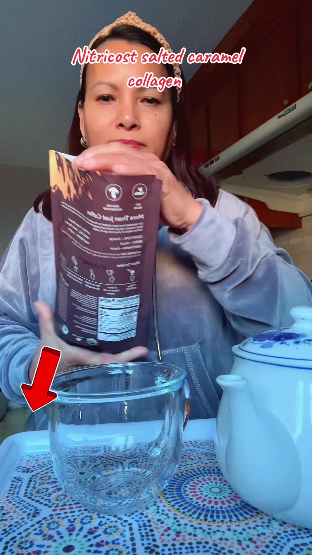 TikTok post by @mayatmg41573 for Nutricost. Caption reads: #nutricost #collagenpeptides #saltedcaramel [...].