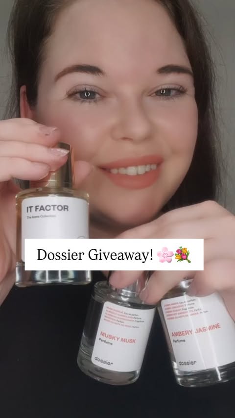 Instagram post by @akasharach for Dossier. Caption reads: [...] air and I’ve teamed up with @dossierperfumes....