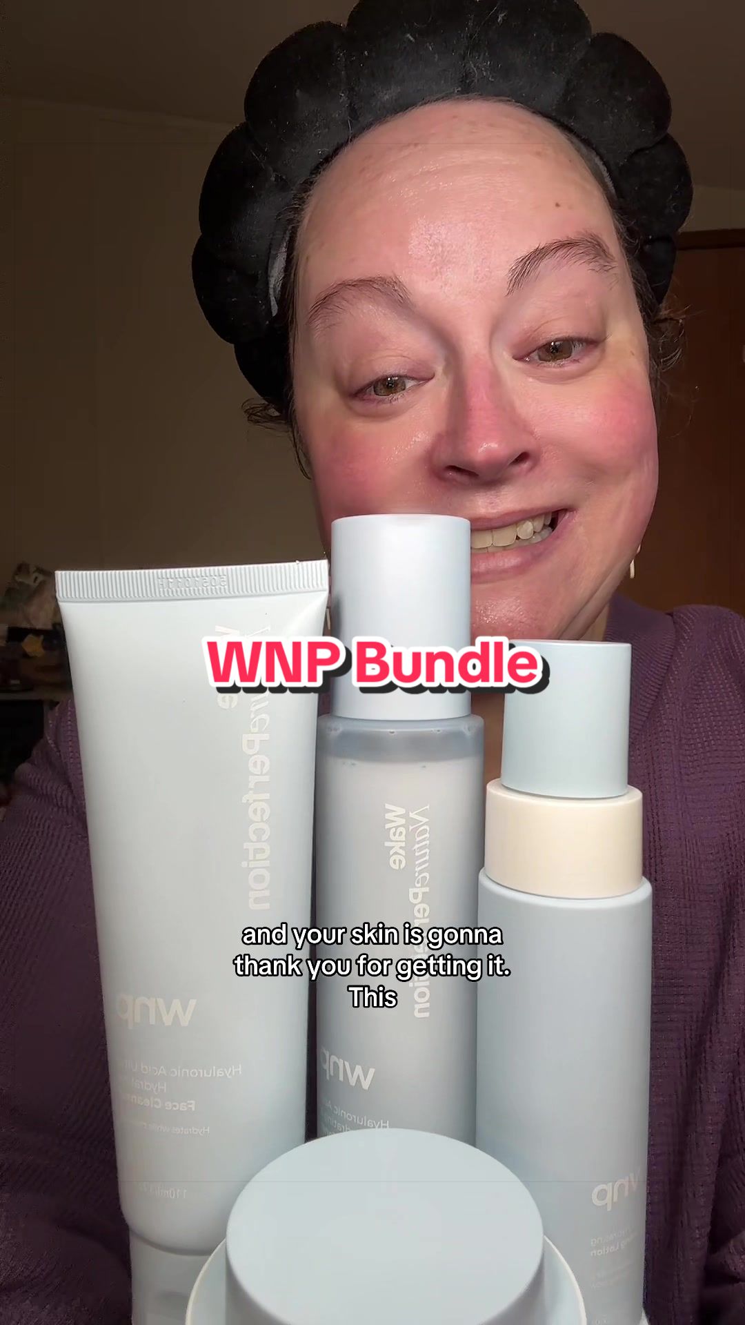 TikTok post by @jenm_creator for WNP. Caption reads: [...] essential for those with dry mature skin.....