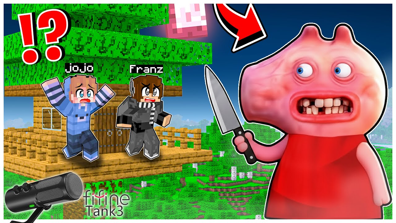 YouTube post by @FranzRX1 for FIFINEMICROPHONE. Caption reads: FRANZ & JOJO MELIHAT MONSTER PEPPA PIG RAKSASA di....