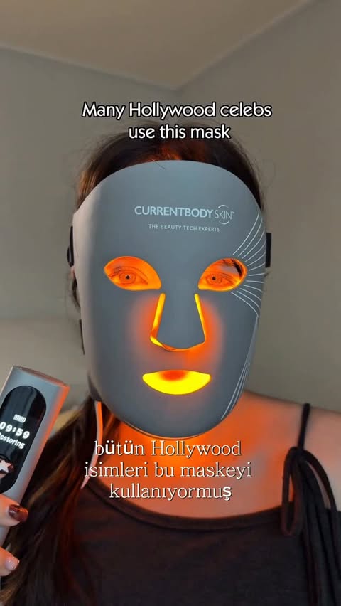 Instagram post by @beyzasoonmez for currentbody. Caption reads: [...] been using this LED mask from CurrentBody....