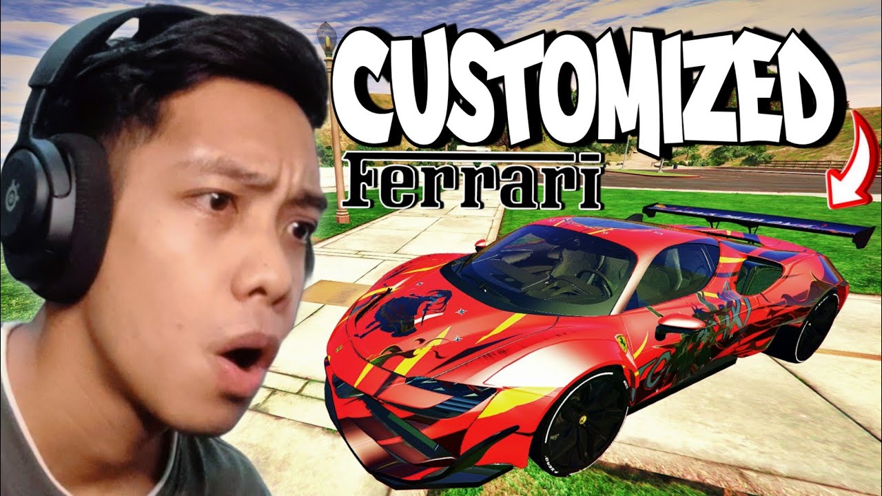 YouTube post by @EricsonPauloYT for SteelSeries. Caption reads: Stealing RARE FERRARI from garage in GTA 5 RP....