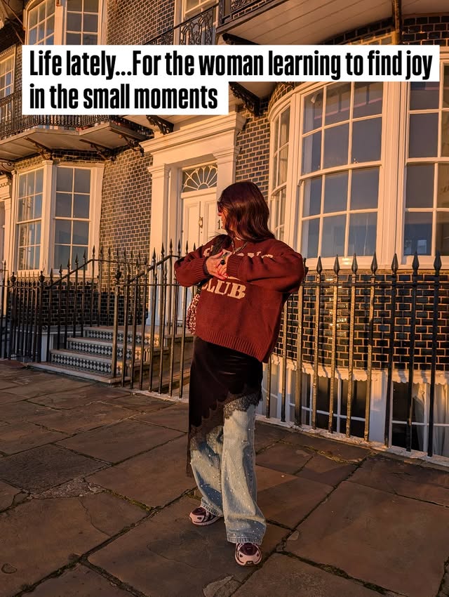 Instagram post by @lauradopamineoutfits for Fabrique. Caption reads: Life lately 🤍
I’ve been learning that joy doesn’t....