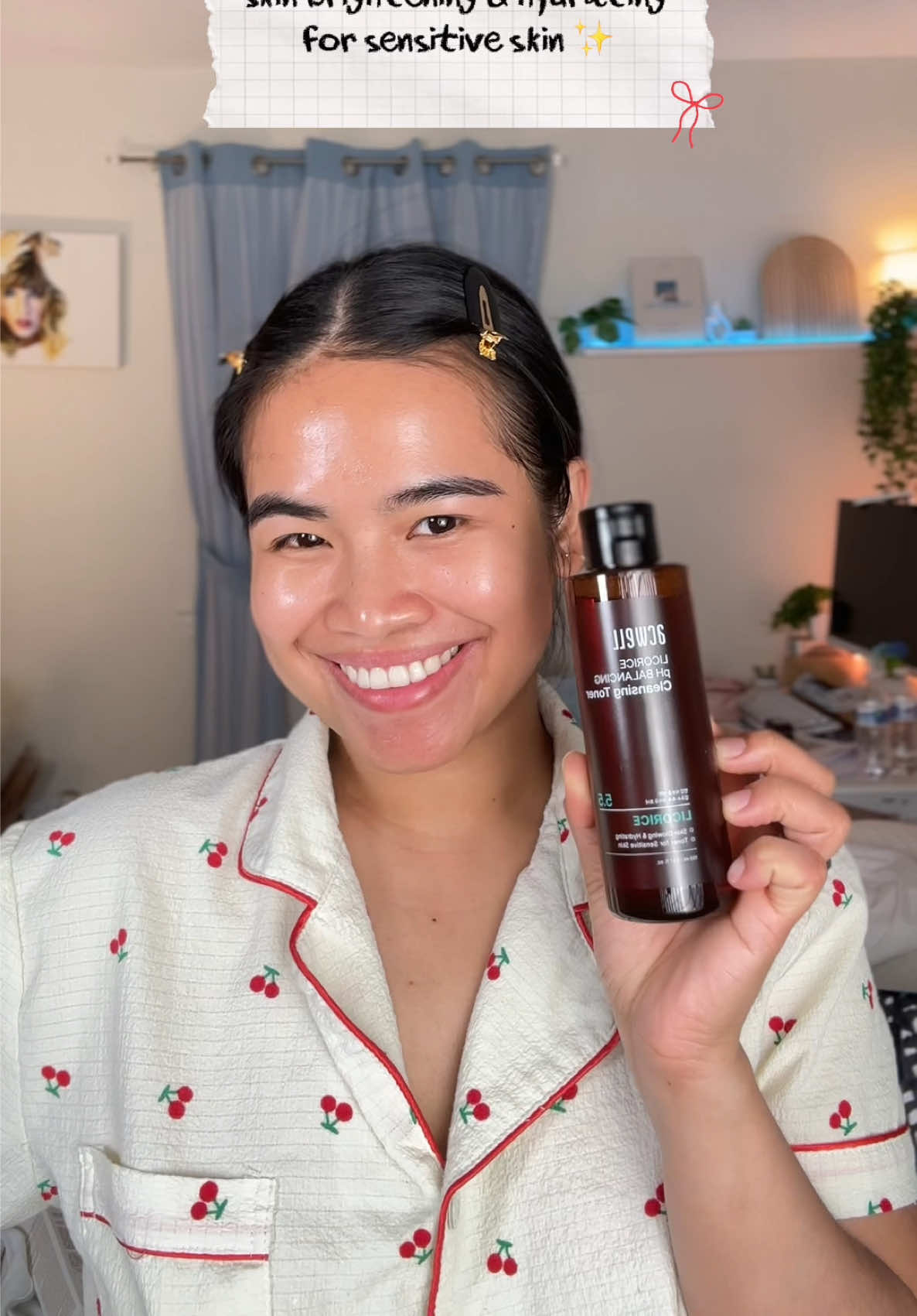 TikTok post by @loryleaves for Acwell. Caption reads: [...] for a hydrated, balanced glow ✨ The ACWELL....