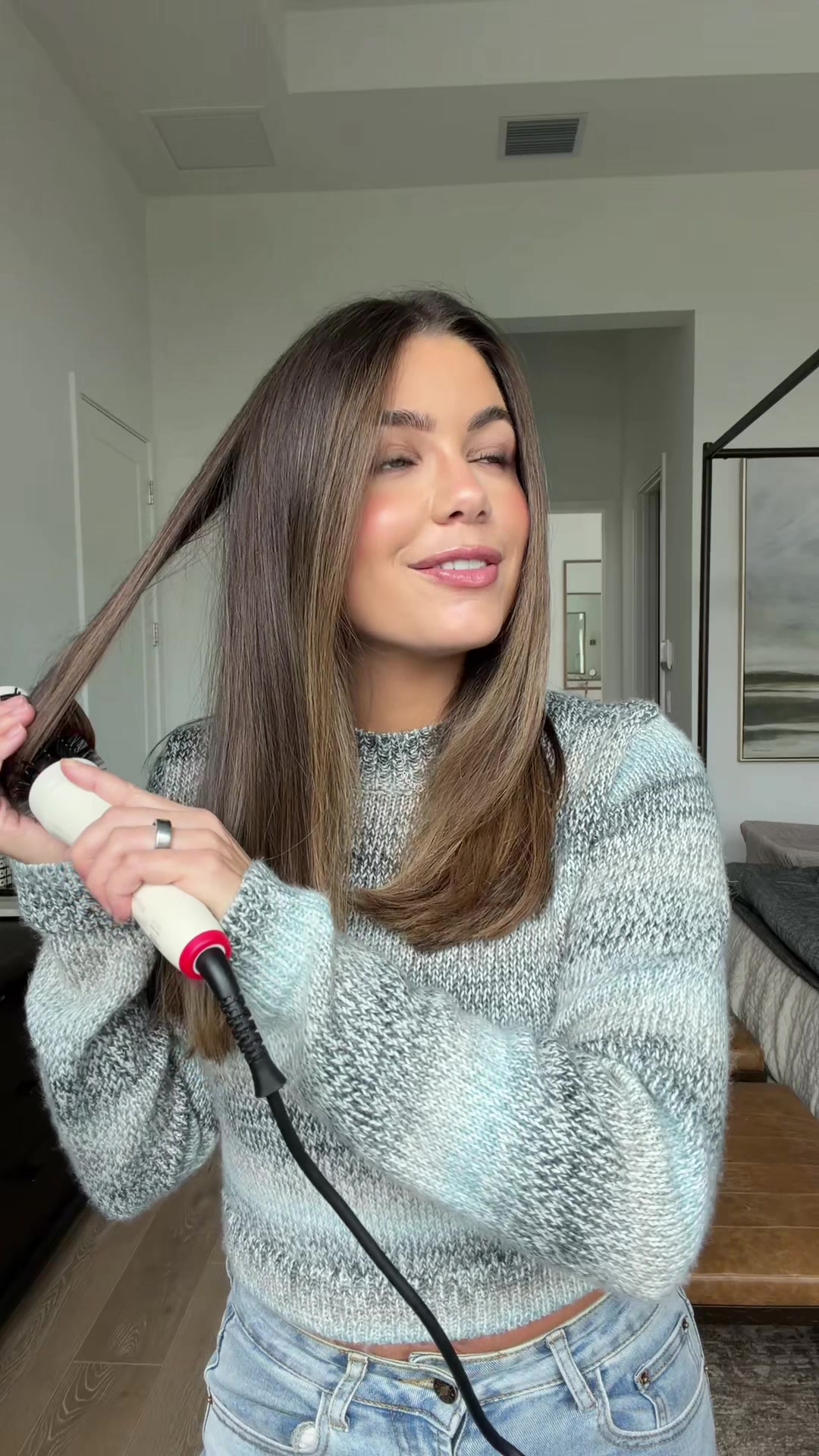 TikTok post by @hannahannsluss for Conair. Caption reads: GRWM for the big game with @Conair Haircare 🏈....