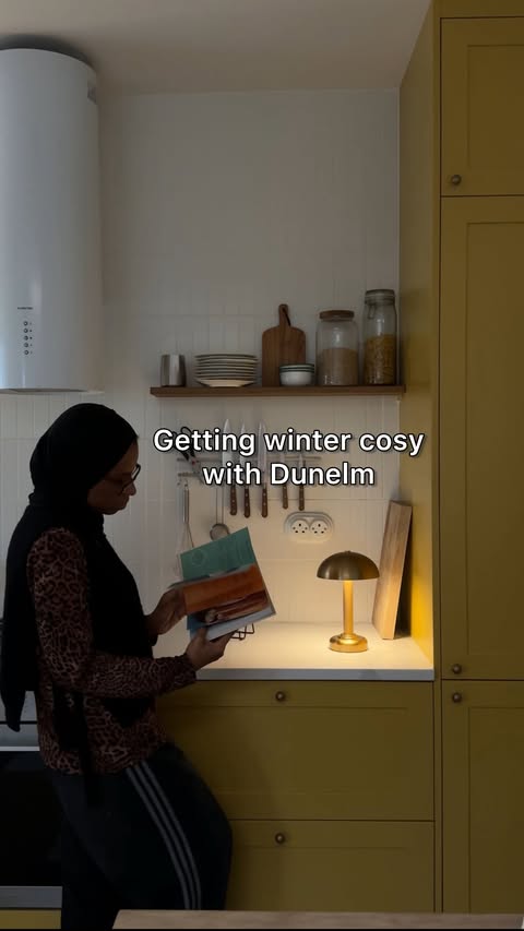 Instagram post by @grillodesigns for Dunelm. Caption reads: AD. This is our first winter in the new kitchen....