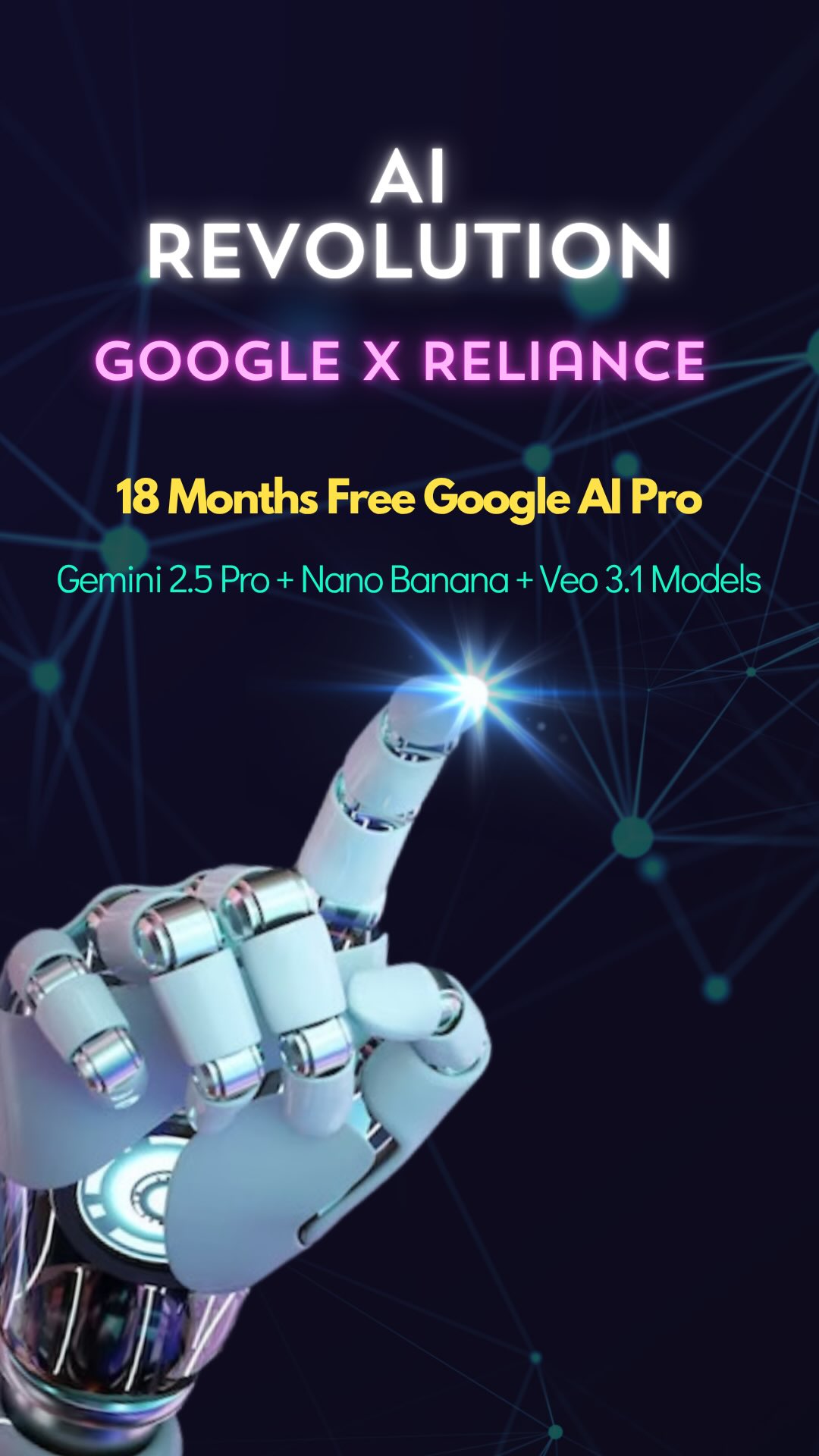 Instagram post by @amritsingh.officiall for Reliance Digital. Caption reads: 🚀 India’s AI Revolution STARTS NOW!
Google 🔗....