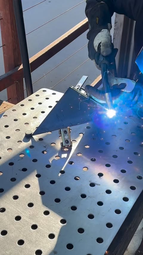 Instagram post by @bhoodfab for Lincoln Electric. Caption reads: Don’t be fooled by the size of the power MiG 215....