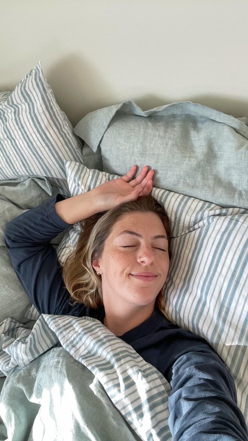 Instagram post by @acteevism for Coyuchi. Caption reads: [...] And I love having intentionally made....