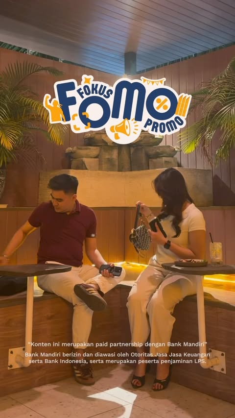 Instagram post by @anangg.hs for Bank Mandiri. Caption reads: [...] ada FOMO — Fokus Promo HUT RI ke-81 Bank....