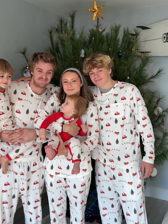 Instagram post by @sagepasch_ for Kyte Baby. Caption reads: Merry Christmas from our family to yours 🤍🤍....