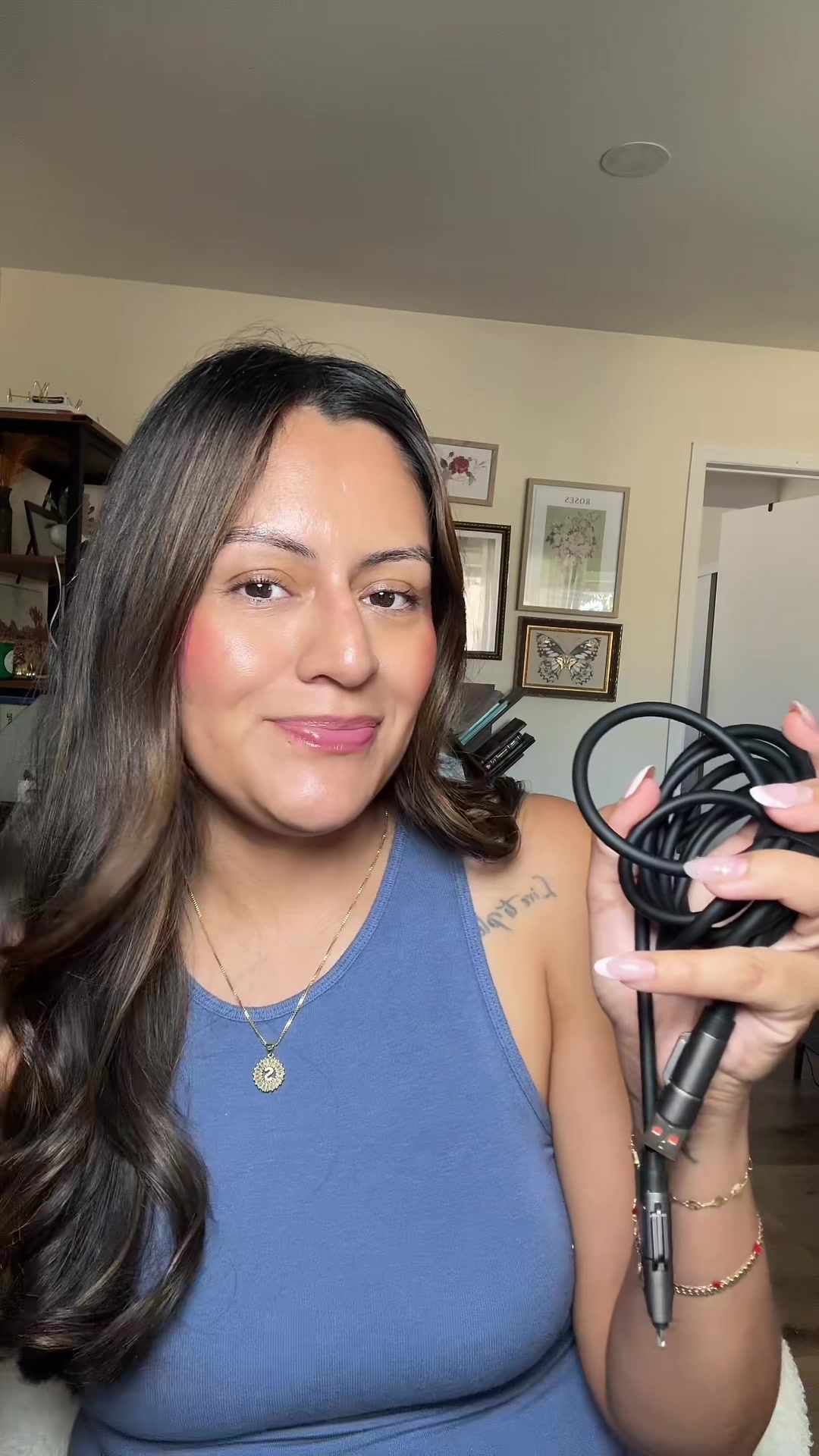 TikTok post by @sandy_vela for MFish Tech. Caption reads: New fast charger by @MFishTech 🔋🔌🪫.