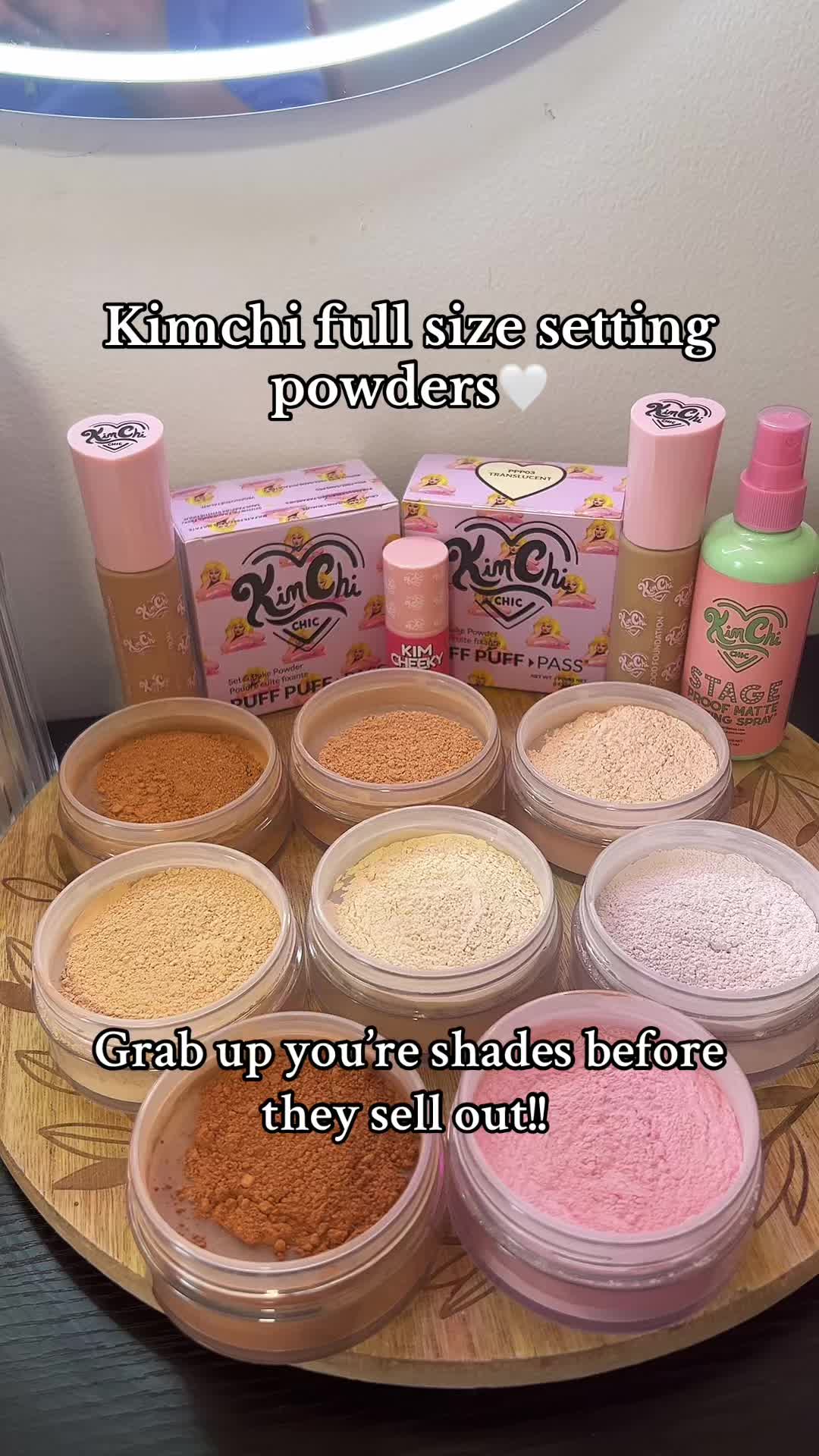 TikTok post by @mariyaaaaa23 for KimChi Chic Beauty. Caption reads: The viral setting powders!! Huge sale happening....