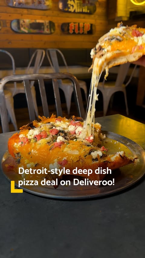 Instagram post by @leedsplussocial for Deliveroo. Caption reads: Not many places do pizza like THIS in Leeds....