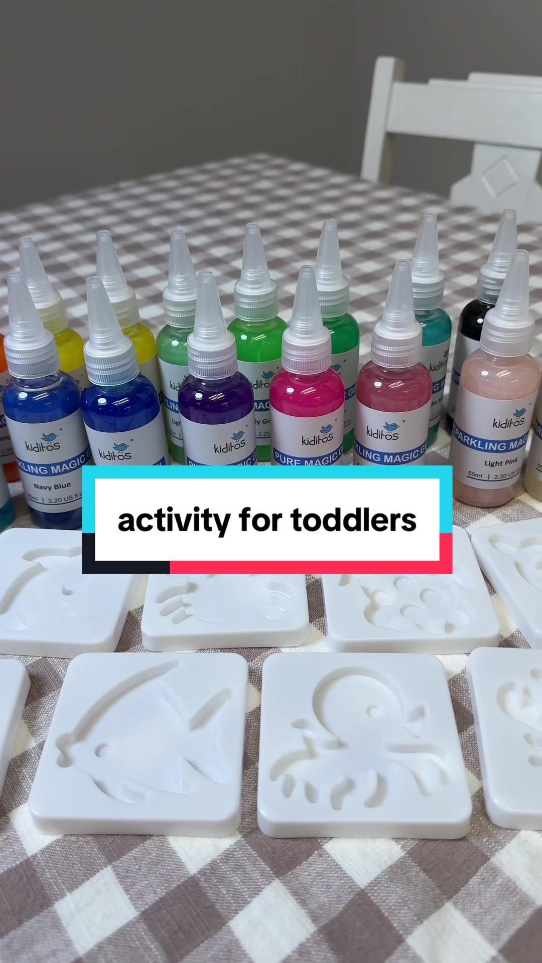 TikTok post by @rachel.budgetbestie for Kiditos. Caption reads: [...] that actually keeps my kids entertained....