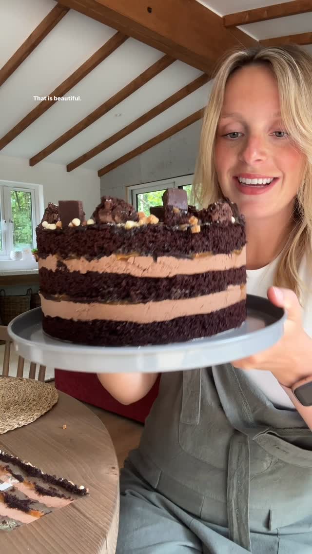 Instagram post by @darcieratcliff for Cutter & Squidge. Caption reads: Chocolate & salted caramel cake from....