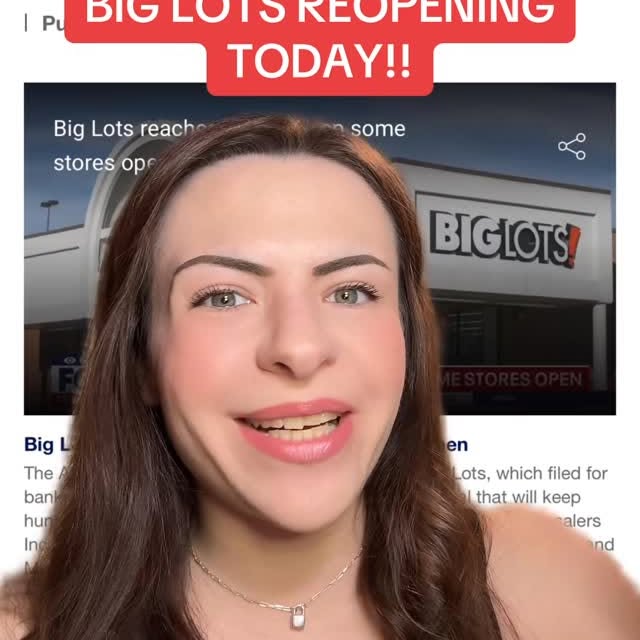 Instagram post by @freebies_and_more for biglots. Caption reads: BIG LOTS IS REOPENING 🥹🥹🥹

@biglots is a store....