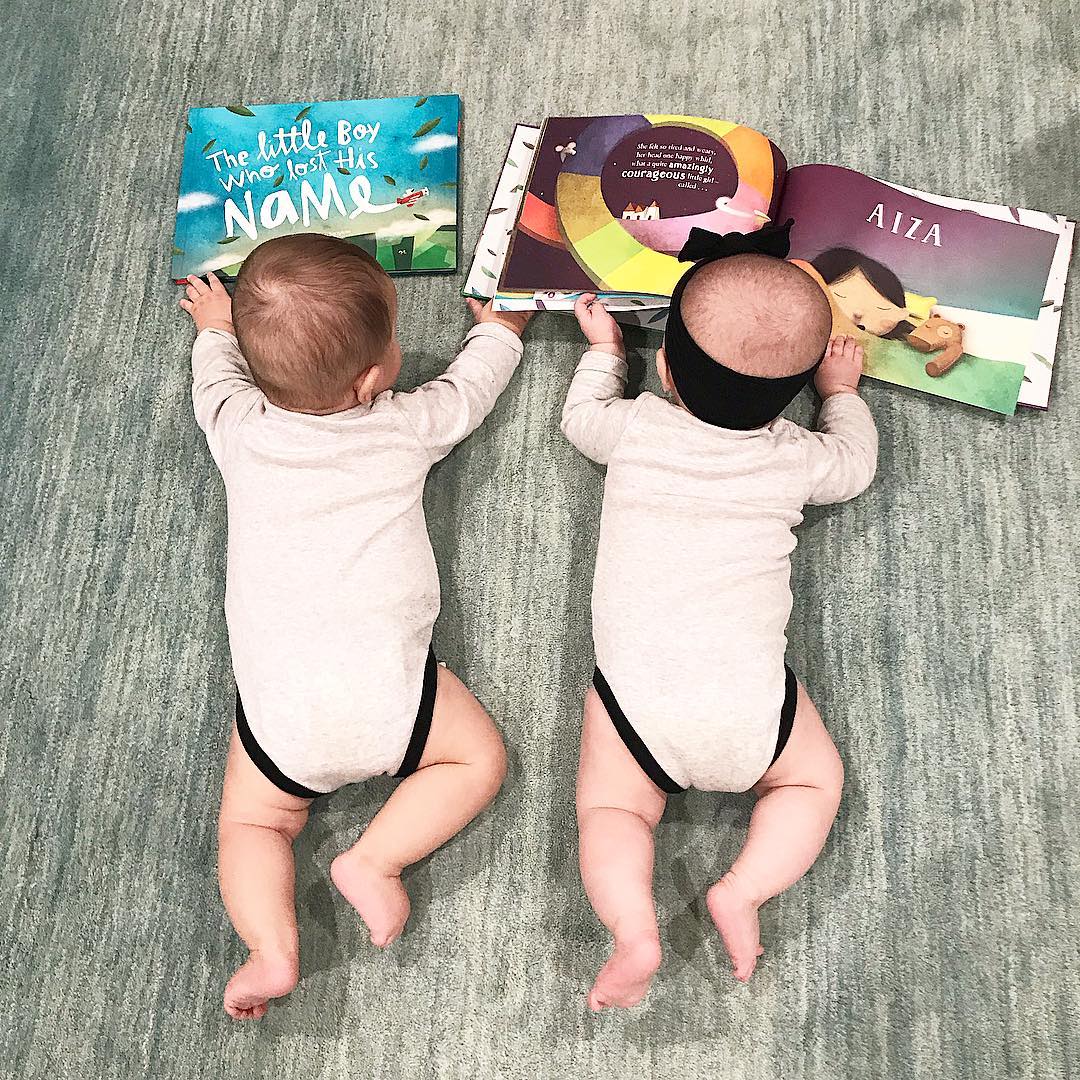 Instagram post by @sisanie for Wonderbly. Caption reads: What no-one tells you about having twins (apart....