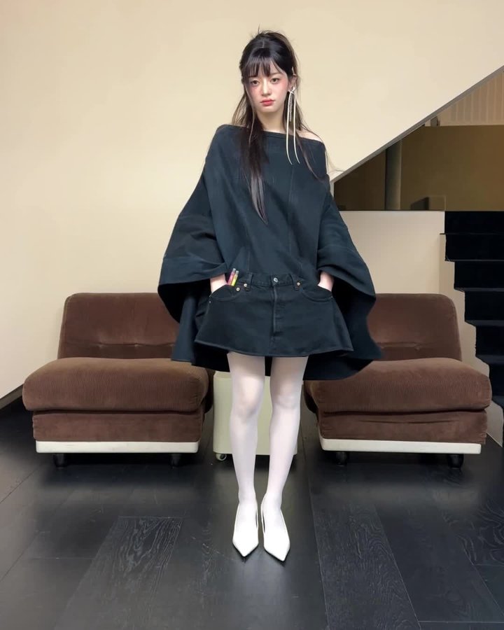 Instagram post by @illit_official for SSENSE. Caption reads: ILLIT members Minju, Yunah, Moka, and Iroha wear....