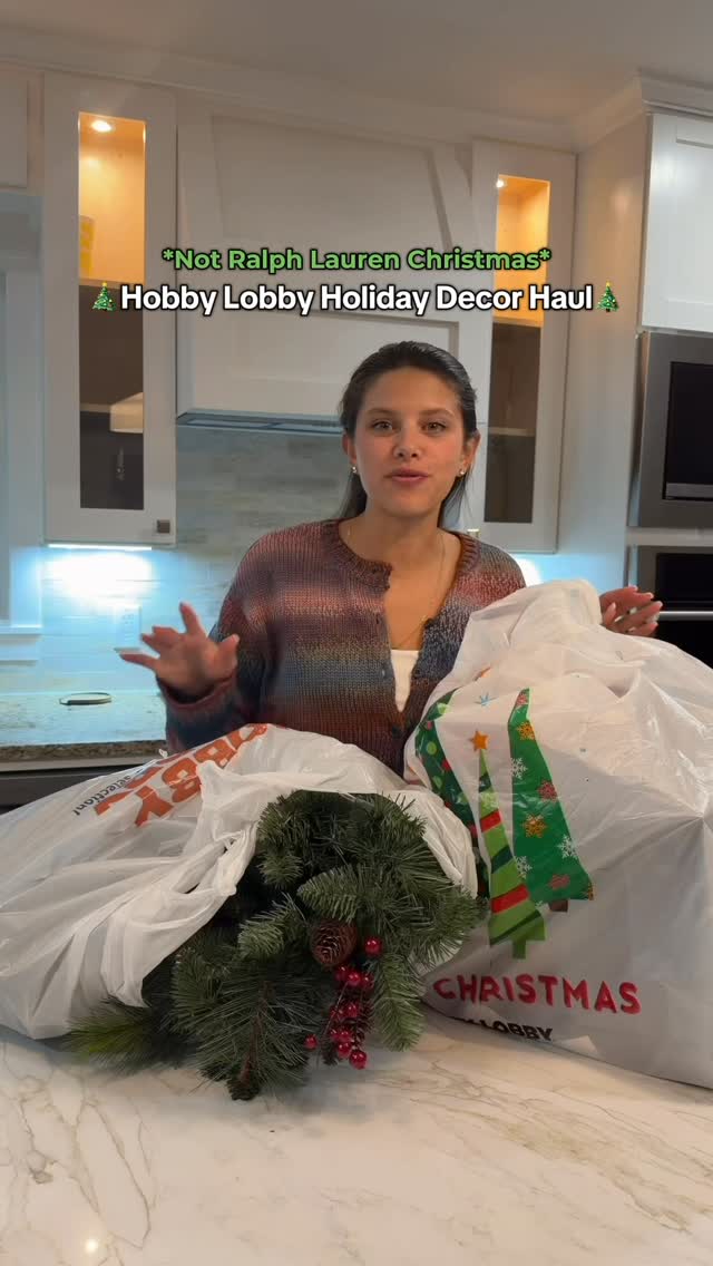 Instagram post by @katerinafinck for Hobby Lobby. Caption reads: Not Ralph Lauren Christmas but still beautiful &....