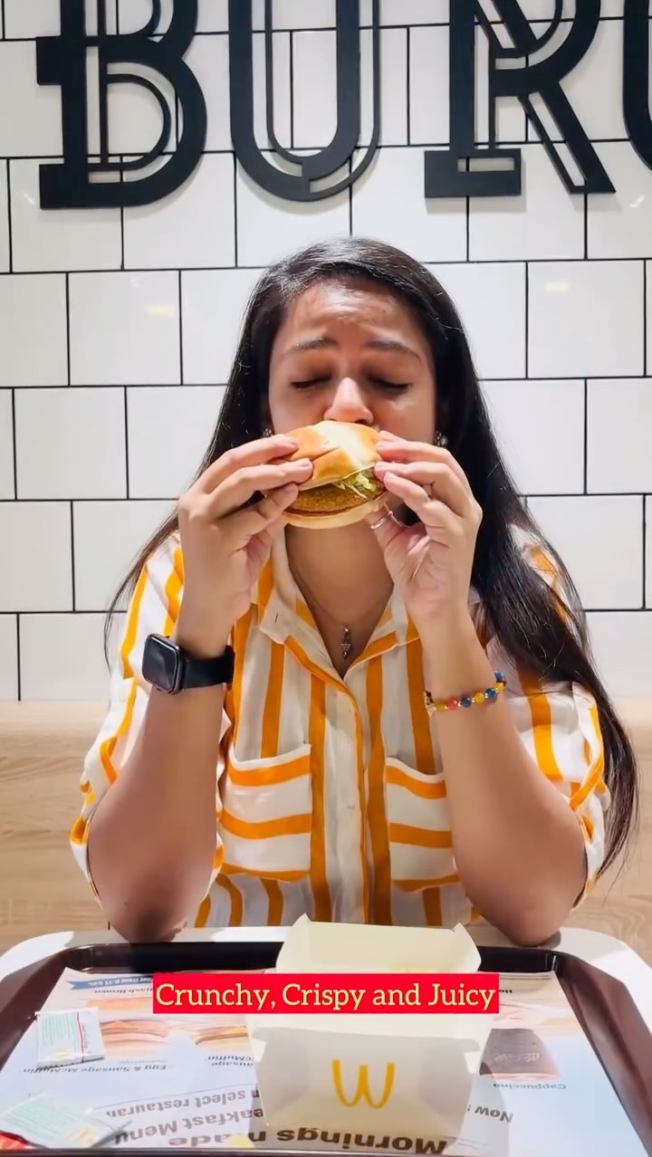 Instagram post by @starving_stories for McDonald's India. Caption reads: @mcdonalds_india has just launched their  crispy....