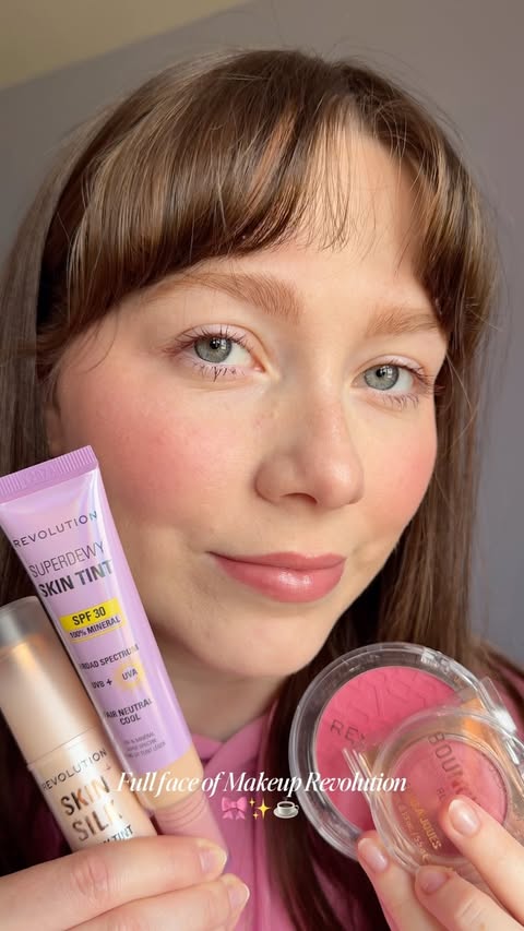 Instagram post by an influencer for Makeup Revolution. Caption reads: Full face of @makeuprevolution 🥹💓 I am a huge....