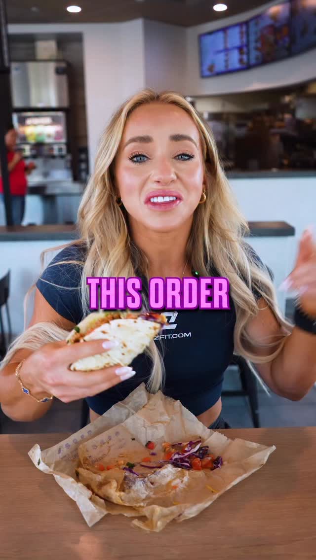 Instagram post by @zoeroseziegler for Taco Bell. Caption reads: Weight loss order from Taco Bell‼️🌮 30 g protein,....