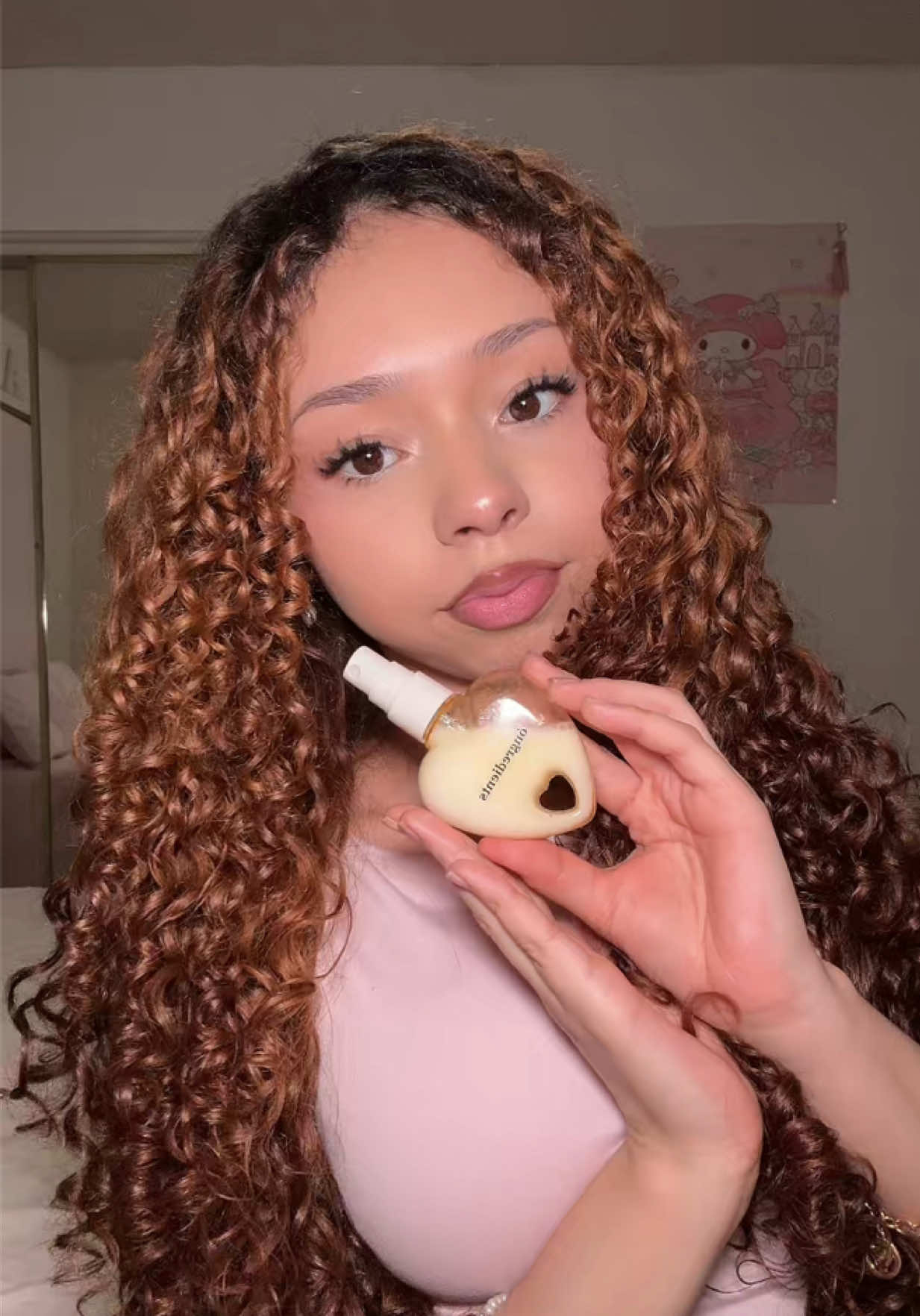 TikTok post by @szvhia for Ongredients US Store. Caption reads: How I keep my makeup glowy! Perfect for the summer....
