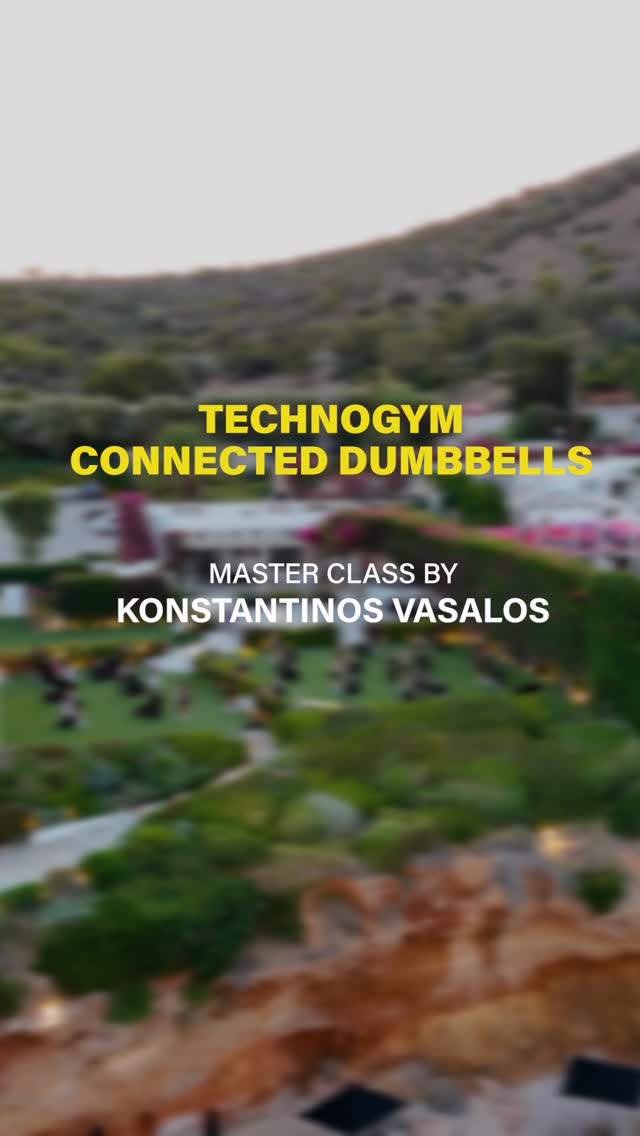 Instagram post by @costavasaloshd for Technogym. Caption reads: Sunset, ιδρώτας και strength workout. ⚡️

Η....