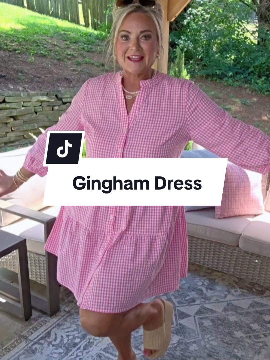 TikTok post by an influencer for UTCOCO. Caption reads: [...] the gingham....just adorable @UTCOCO #dress....