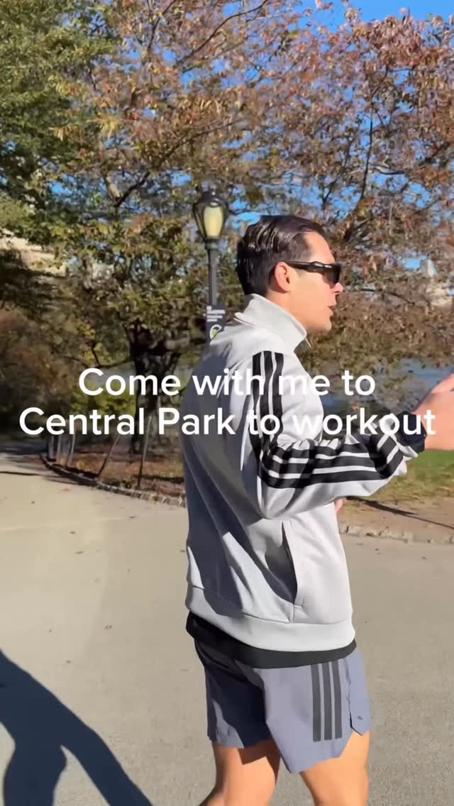 Instagram post by @manosvrontzakisofc for INTERSPORT. Caption reads: 📍Central Park workout 

✅ complete 4 rounds 
✅ 1’....