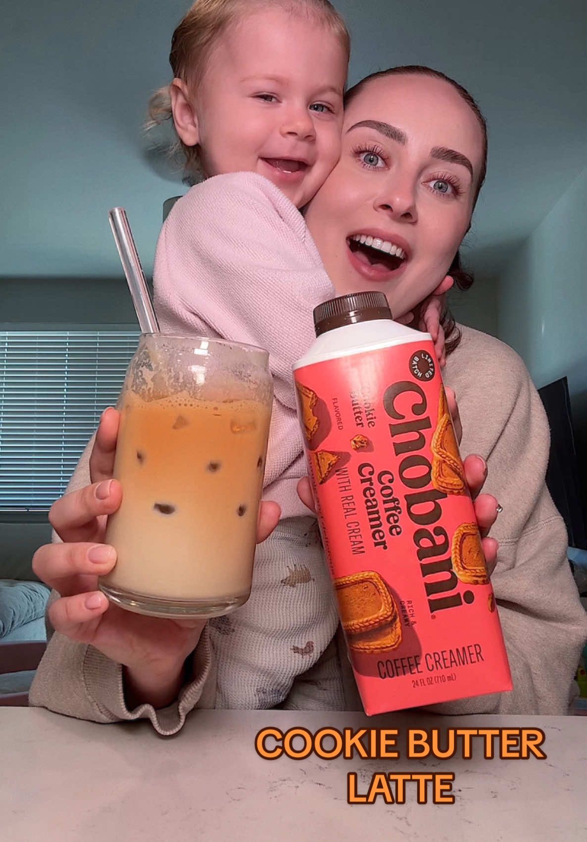 TikTok post by @kristinakking for Chobani. Caption reads: Trying the new @Chobani COOKIE BUTTER 🍪😲👏🏼 the....