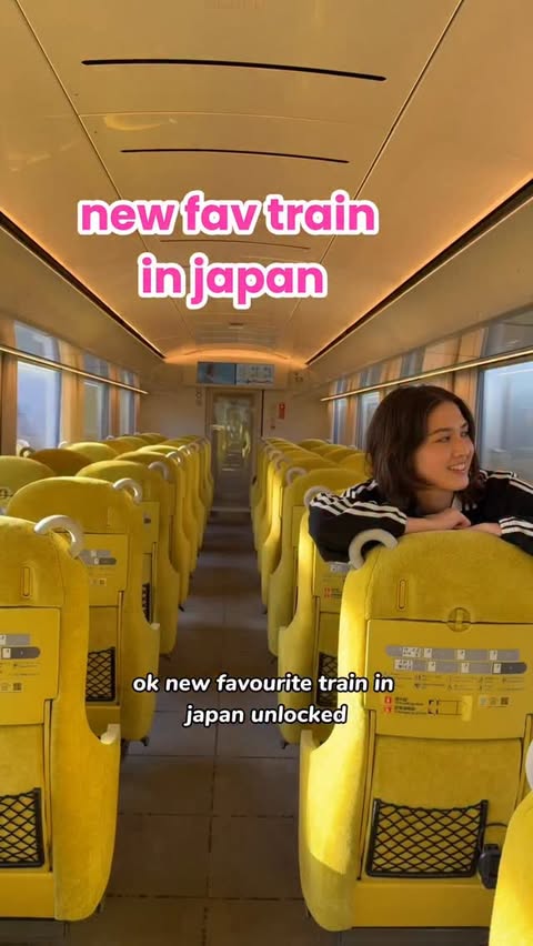 Instagram post by @thejapanstagram for Tokyo Tokyo. Caption reads: new fav japan train unlocked 🔓💛

low effort,....