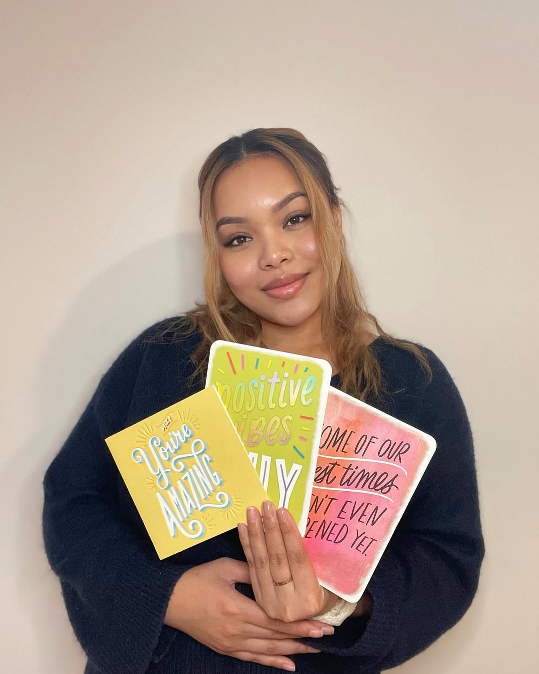 Instagram post by @lindanguyenlee for InfluenceHer Collective. Caption reads: @hallmark knows the vibes for 2022. starting off....