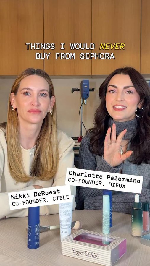 Instagram post by @nikkideroest for Dieuxskin. Caption reads: Things we would ❌ never buy @sephora 

With....