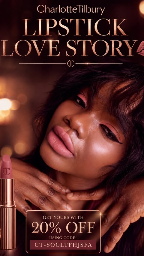 Instagram post by @omolara_bams for Charlotte Tilbury. Caption reads: [...] here’s my Magic Lip Secret using Charlotte....
