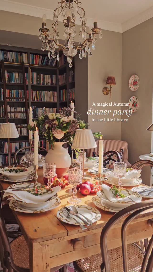 Instagram post by @elle_the_home_bird for Anthropologie. Caption reads: ad The day I created the most magical Autumn table....