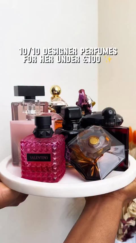 Instagram post by @vicckyalfa for Marc Jacobs Fragrances. Caption reads: A few 10/10 Designer perfumes under £100 I....