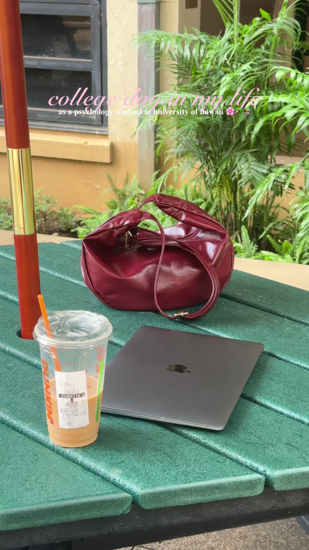 TikTok post by @isabellaloafea for Josie Maran. Caption reads: college day in my life at the university of....