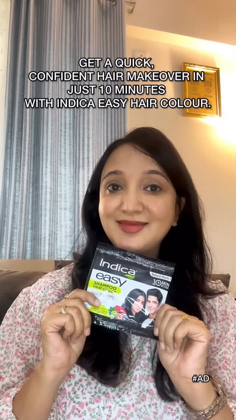 Instagram post by @shaandaar_jenie for Indica Hair Color. Caption reads: [...] Color Shampoo Easy Hair Color, Indica Hair....