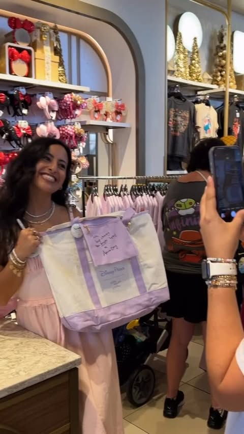 Instagram post by @adrianacarrig for Little Words Project. Caption reads: Come with me to try and “do it all” in Disney....