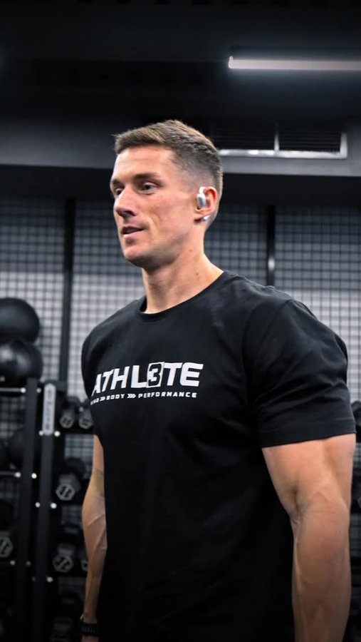 Instagram post by @michael_logue_fitness for Soundcore. Caption reads: Good tech makes good training better. Open-ear....