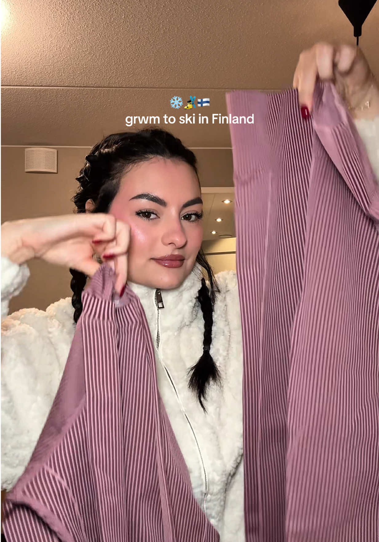 TikTok post by @mary_skinner for Halfdays. Caption reads: [...] it right 🎿 thermals and suit are @Halfdays....