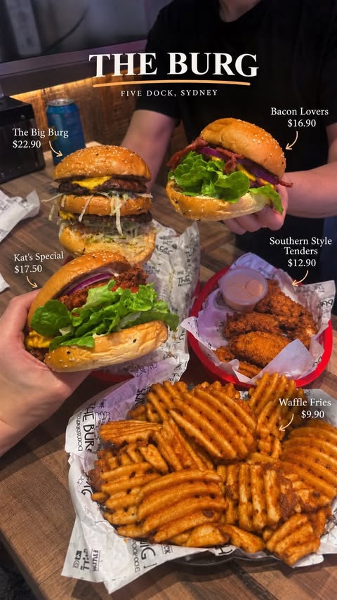 Instagram post by @zeus_junn for Eros Influencer Marketing. Caption reads: The Burg has been serving up loaded burgers and....