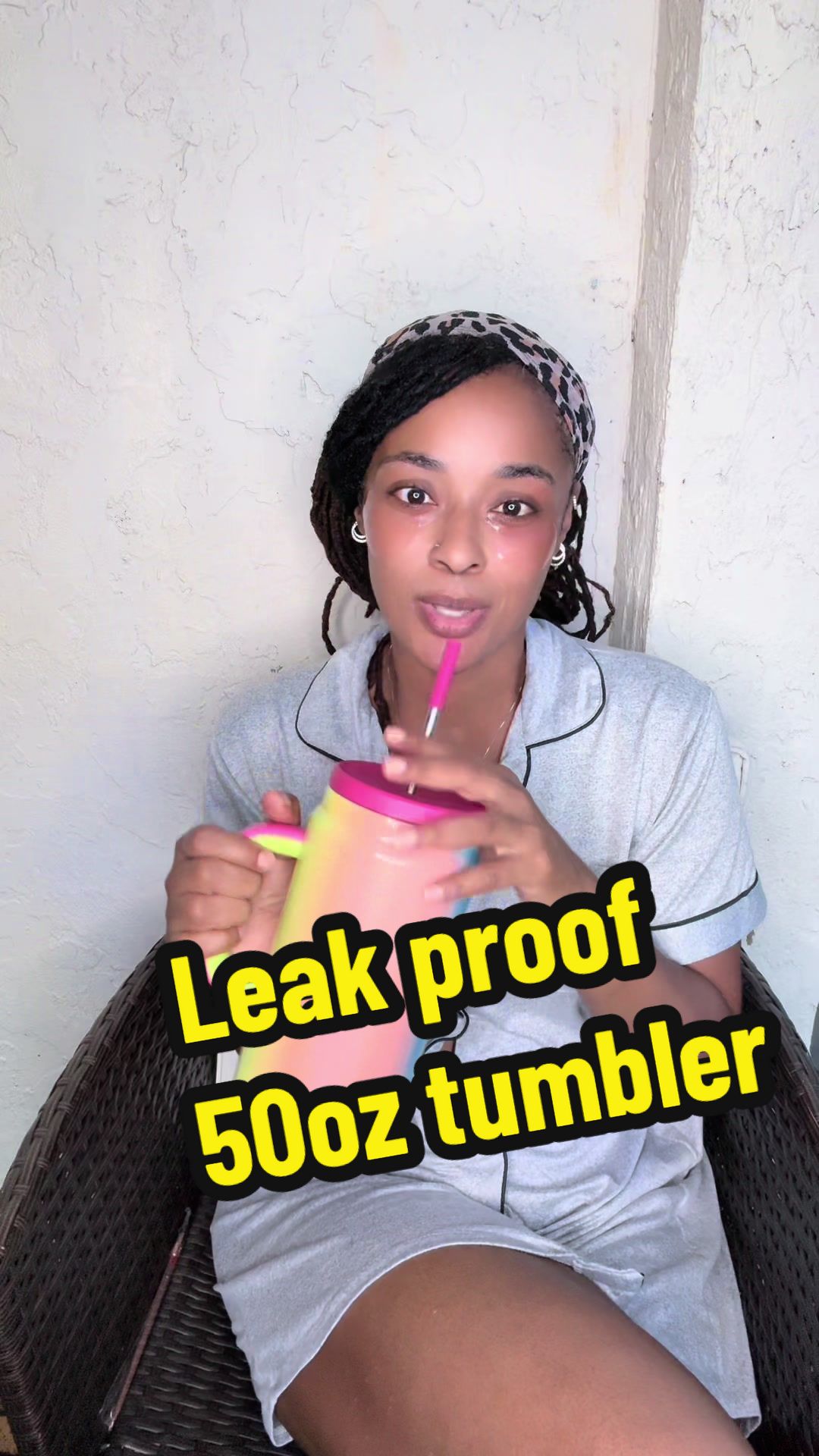 TikTok post by @ashybermudez for MeokyshopUS. Caption reads: @MeokyshopUS 50 oz tumbler that keeps your water....