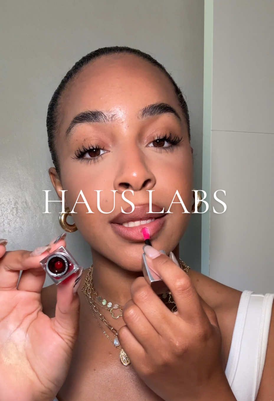 TikTok post by @yanissasurtiktok for Haus Labs. Caption reads: Vous avez testé le tout nouveau B-Structural....